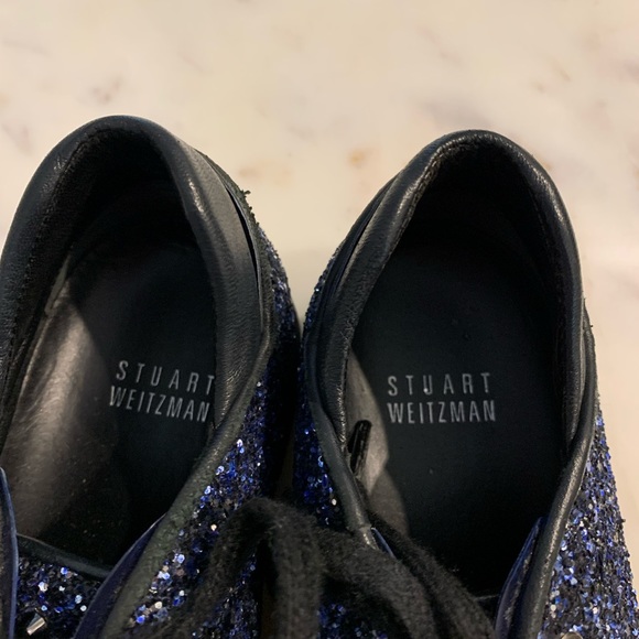 Stuart Weitzman blue glitter sneakers. Size 6.5 - Picture 4 of 8